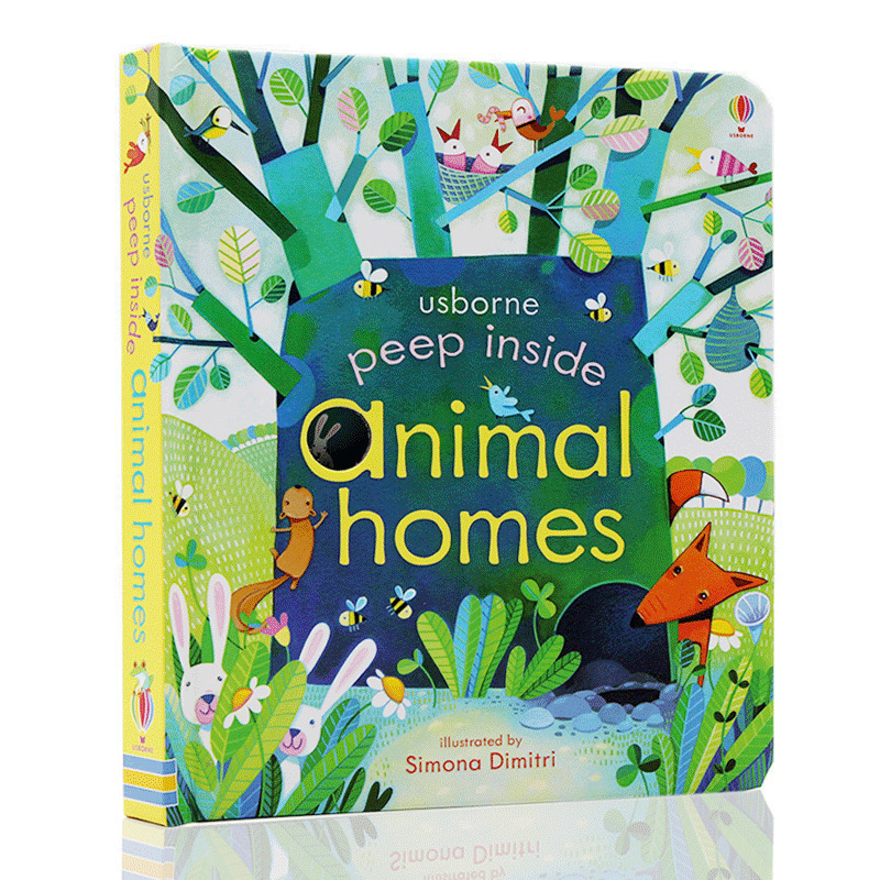 英文原版 Usborne Peep Inside Animal Homes 偷偷看里面系列 动物的家早教启蒙纸板书洞洞翻翻书 幼儿童英语读物亲子读本幼小衔接