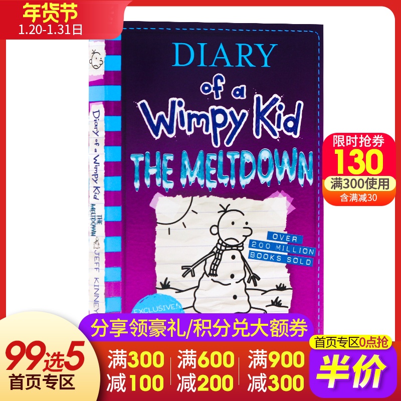 Kid diễn viên nhật ký # 13 bìa mềm Diary of a Wimpy Kid The Meltdown tiếng Anh ban đầu truyện tranh gói khóc loạt nhật ký chương sách sinh viên ngoại khóa tiếng Anh đọc bán chạy nhất Jiefujinni cuốn tiểu thuyết thiếu nhi