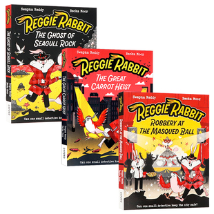 Rabbit 儿童读物 假面舞会窃案 Rock 英文原版 Reggie 海鸥岩 Ghost The 胡萝卜大劫案 雷吉兔3册全彩插画章节书 幽灵 Seagull