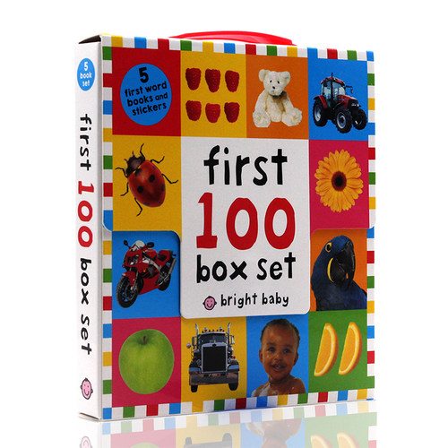 英文原版 First 100 Words Box Set 儿童英语启蒙 5册盒装+5个贴纸 bright baby trucks words animals numbers