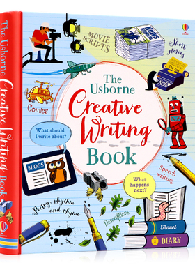 Usborne出品 英文原版绘本 创意写作书 Creative writing book 8+儿童趣味插图英文学习指南 英语写作指导工具书 英语启蒙练习册