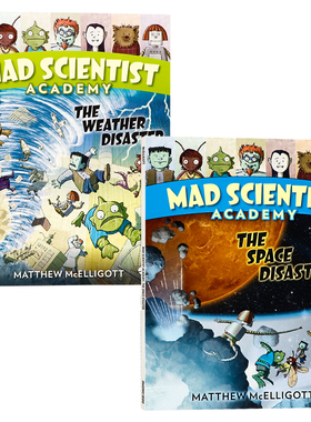 疯狂科学学院系列漫画2册 太空危机 天气危机 英文原版绘本 Mad Scientist Academy The Space Disaster/The Weather Disaster全彩