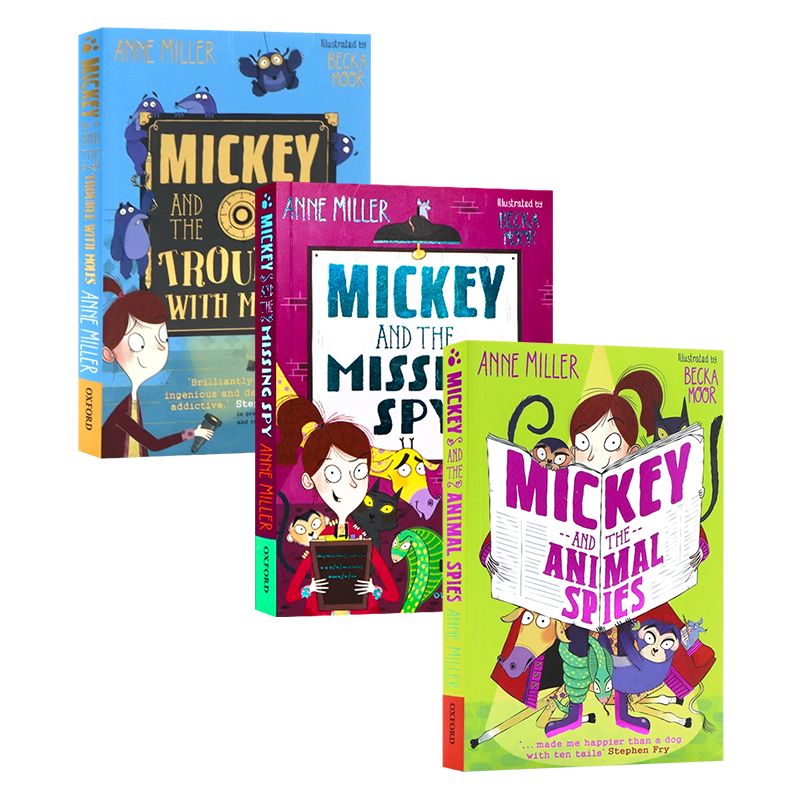米奇鼹鼠间蝶系列3册 英文原版章节书 Mickey and the Trouble with Moles 冒险故事小说Anne Miller青少年课外阅读进口读物