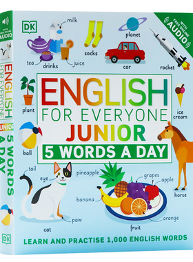 每日英语1天5单词  英文原版 English for Everyone Junior 5 Words a Day  DK人人学英语 儿童插图词汇字典图书  平装