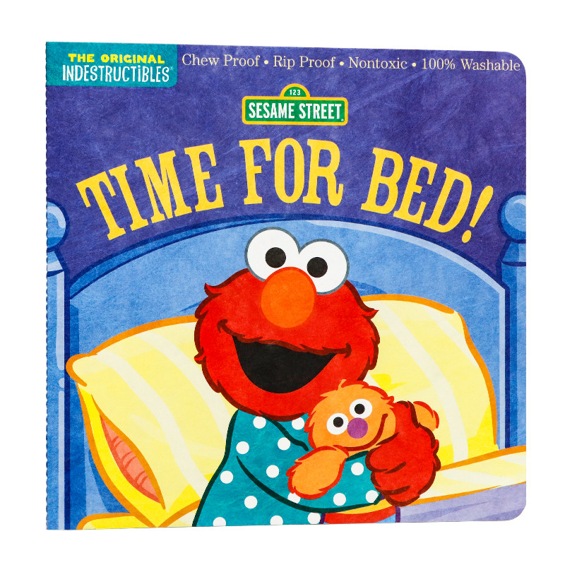该睡觉了英文原版 Sesame Street Time for Bed 咬咬书芝麻街系列 安全无毒可水洗撕不破咬不坏婴幼儿早教亲子互动童谣图画书 平装