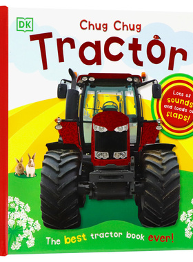 DK出品拖拉机翻翻书发声书英文原版绘本 Chug Chug Tractor 儿童英语启蒙早教精装大开纸板书光感发声宝贝农场机械认知纸板书