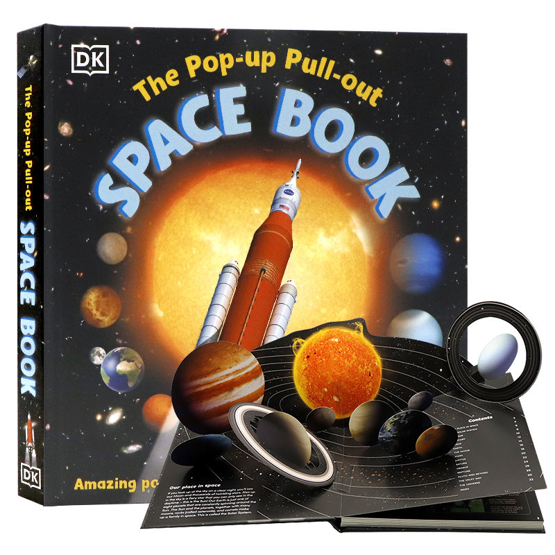 现货DK太空科普百科Pop Up立体书英文原版 The Pop-up Pull-out Space Book 交互式拉出页面探秘太空行星科普启蒙全彩插画版图解