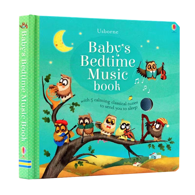 Usborne睡前晚安音乐发声书 Baby's Bedtime Music Book 英文原版绘本 亲子共读含5首轻音乐童谣儿歌伴奏 启蒙早教英语纸板洞洞书