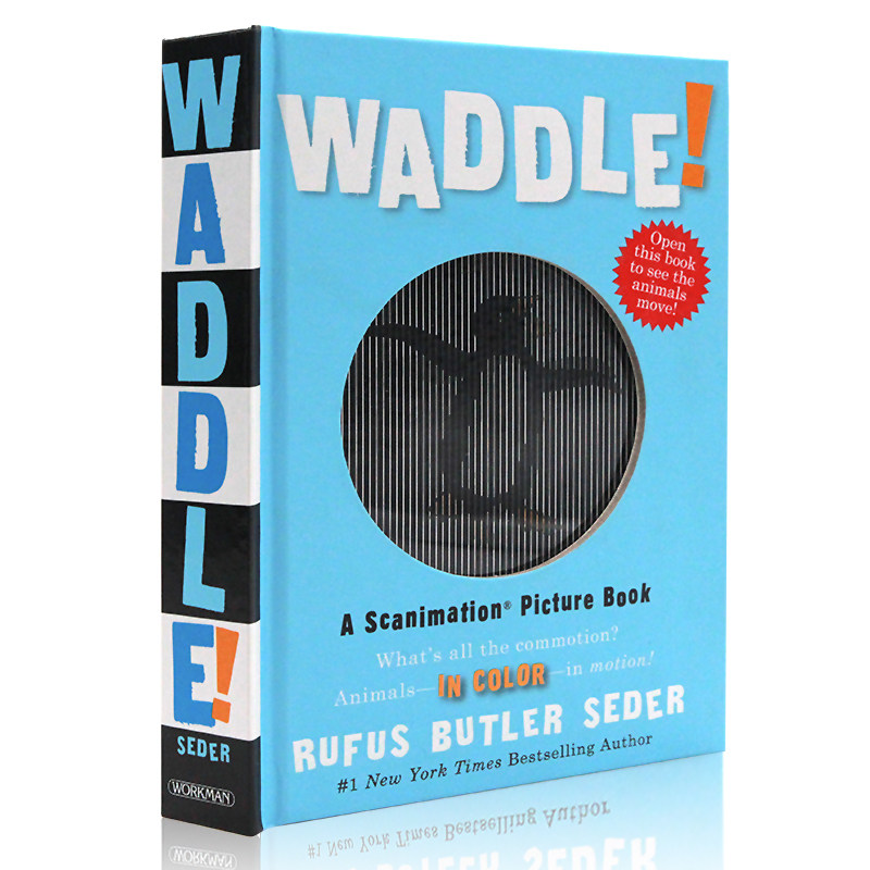 英文原版绘本 光与影视觉3D动画书系列 Waddle A Scanimation Picture Book 动物动起来翻翻书儿童神奇摇摆英语读本纽约时报畅销书