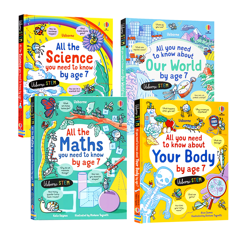 Usborne7岁之前你需要知道的科学数学知识 英文原版 All the Science Maths You Need to Know by Age 7 儿童早教读物学习技巧精装