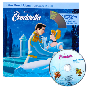 图画故事书 Cinderella storybook Princess Disney 迪士尼动画故事书 英文原版 儿童有声读物进口平装 绘本 Read 灰姑娘 带CD Along