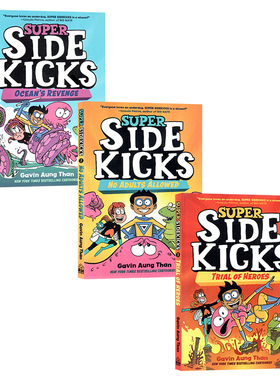 超级跟屁虫3册英文原版漫画 The Super Sidekicks No Adults Allowed/Ocean's Revenge/Trial of Heroes 幽默动作冒险全彩漫画平装