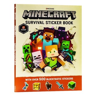 英文原版 贴纸书 Minecraft Survival Book儿童益智游戏书全脑开发思维训练书籍小学生冒险故事图画绘本 我 Sticker 世界生存游戏