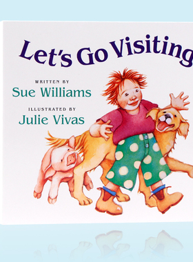 Let's Go Visiting我们去参观吧 英文原版绘本I Went Walking同作者Sue Williams农场动物认知儿童启蒙纸板图画书阅读理解能力训练