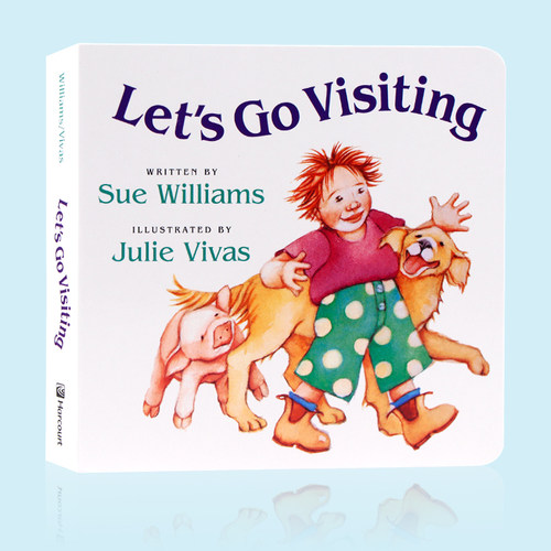 Let's Go Visiting我们去参观吧 英文原版绘本I Went Walking同作者Sue Williams农场动物认知儿童启蒙纸板图画书阅读理解能力训练