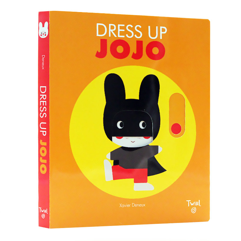小兔子Jojo的变装 英文原版绘本 Dress Up Jojo 纸板玩具游戏推拉滑动机关操作书5-6岁Twirl出品艺术大师Xavier Deneux