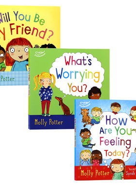 Molly Potter情绪管理绘本3册英文原版 Molly Potter what's worrying you will you be my friend 儿童人际交往情商管理课外读物