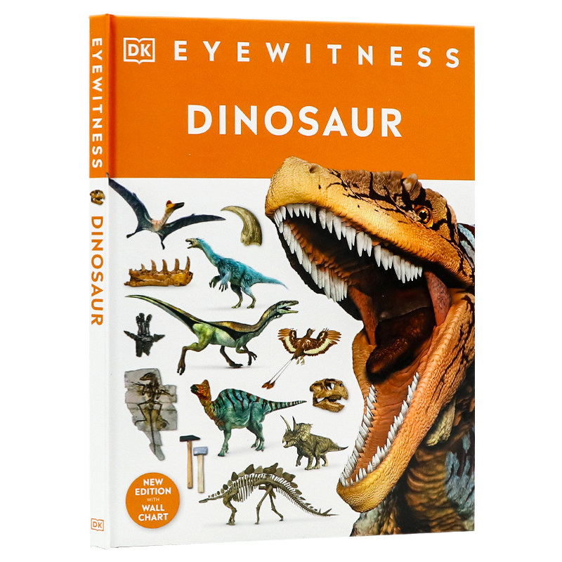 DK出品 目击者系列 恐龙 英文原版 Eyewitness Dinosaur 儿童史前生物科普书 沉浸式视觉体验 高清图附赠挂图 小学生课外读物 精装