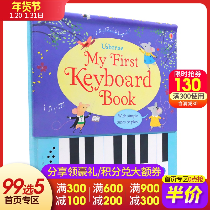 English truyện tranh gốc My First Keyboard cuốn sách Sách âm thanh Piano Usborne nhạc giác ngộ sách âm nhạc tương tác phím đàn piano cho trẻ em