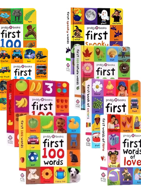 First 100系列8册套装 英文原版 Christmas/Colors/Numbers/ Trucks/Animals/Shapes/Trucks亲子阅读启蒙纸板书 图解字词典 撕不烂