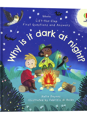 Usborne问与答翻翻书为什么晚上是黑的英文原版绘本 Questions and Answers Why Is It Dark at Night 儿童科普启蒙精装纸板翻翻书