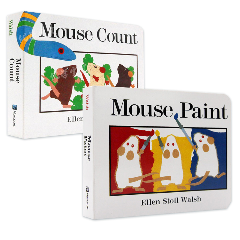 老鼠作画数老鼠2册英文原版绘本 Mouse Paint Count 吴敏