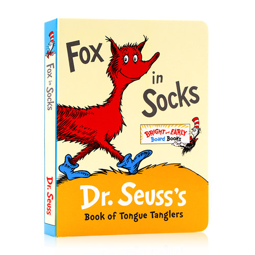 英文原版绘本Fox in Socks Dr Seuss's Book 穿袜子的狐狸廖彩杏书单推荐 苏斯博士低幼适龄版儿童早教启蒙英语读物图画故事纸板书