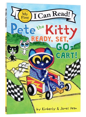 My First I Can Read系列皮特猫开卡丁车英文原版绘本Pete the Kitty Ready Set Go Cart儿童英语绘本分级阅读图画故事书进口书籍