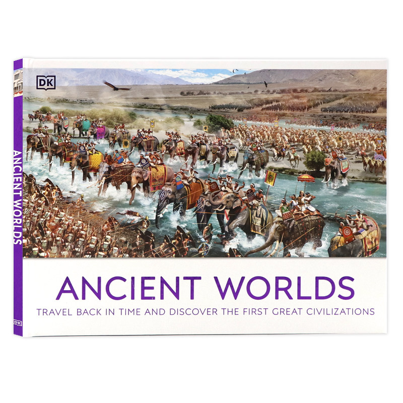 DK出品 穿越时空的古代世界 英文原版绘本 Ancient Worlds Travel Back in Time 儿童历史科普百科读物 艺术收藏品精装大开彩图