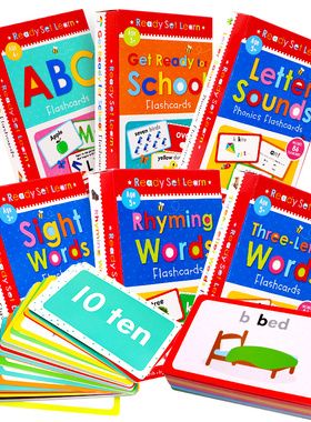 Flash Cards英文原版 配套字卡6盒ready set learn Sight Words常用词ABC字母发音学前启蒙高效英语闪卡高频词卡片