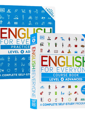 Level4课本+练习2册DK新视觉人人学英语高级教材带音频英文原版 English for Everyone course book practice Advanced 雅思托福书