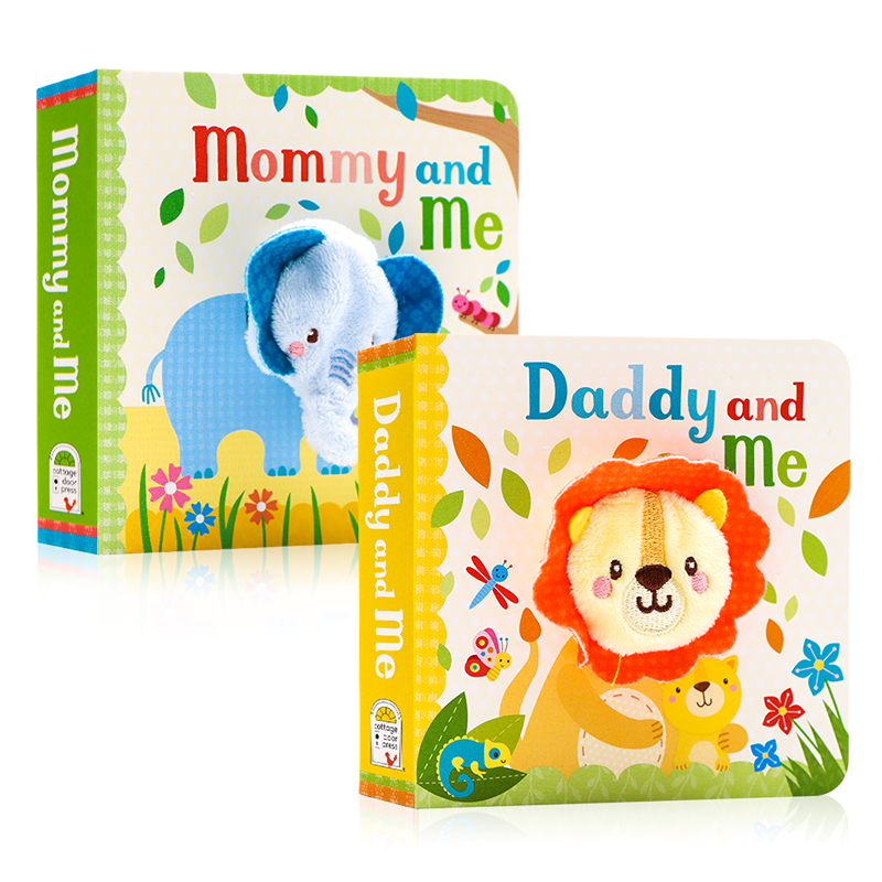 英文原版绘本Mommy and Me 妈妈和我Daddy and Me爸爸和我 趣味手指偶纸板书2册 宝宝小手掌玩具书 洞洞书 低幼儿童英语启蒙早教