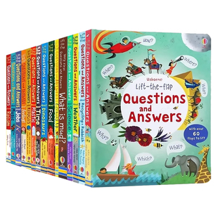 恐龙 Questions 科普百科精装 Usborne 时间 进口英文原版 Answers 空间 and 绘本 问与答科学立体翻翻书15册 食物 读本