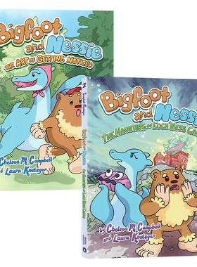 Bigfoot and Nessie 大脚怪和内西2册英文原版全彩漫画The Art of Getting Noticed青少年儿童课外英语读物搞笑幽默感人蓝思值540L
