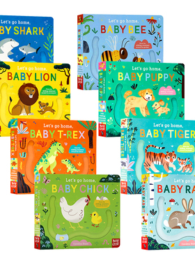 Let's Go Home系列8册英文原版绘本 Baby Puppy/ Rabbit/Shark 手指滑滑乐纸板操作书儿童启蒙益智纸板书玩具书Nosy Crow2024新品