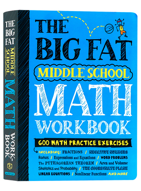 美国学霸笔记练习册 中学数学 英文原版 The Big Fat Middle School Math Workbook 插图涂鸦风教辅 课外练习正版进口书 知识获取