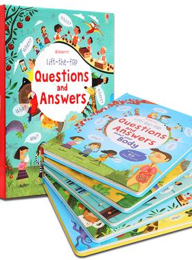 英文原版科普精装大开绘本Usborne Questions and Answers问与答系列儿童启蒙读物科学百科立体翻翻书动物自然 恐龙 时间 食物