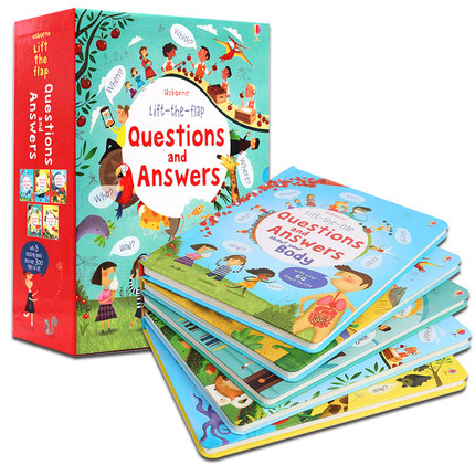 英文原版科普精装大开绘本Usborne Questions and Answers问与答系列儿童启蒙读物科学百科立体翻翻书动物自然 恐龙 时间 食物