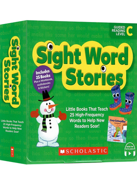 学乐高频词级别C 英文原版 Sight Word Stories Level C 25则高频词故事合集 附贴纸及家长手册儿童启蒙益智盒装绘本扫码听音频