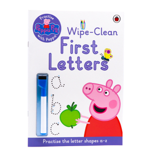 可重复擦写练习册 Pig with Peppa First 粉红猪小妹 Letters 带刷刷笔 英文原版 Clean Practise 字母 小猪佩奇擦擦书 Wipe