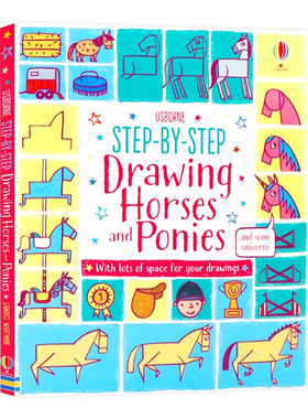 Usborne出品 一步一步教你画小马独角兽  Step-by-Step Drawing Horses and Ponies 英文原版幼儿绘画艺术启蒙绘本 亲子共读