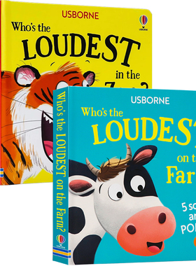 Usborne 动物园里谁最吵 英文原版 Who's the Loudest in the Zoo 动物园奇趣发声书 有声书触摸发声书聆听各种5种动物的叫声