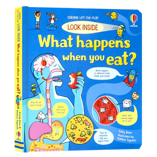 Usborne出品 偷偷看里面系列揭秘人体消化器官 Look Inside what happens when you eat 英文原版绘本低幼启蒙科普百科精装