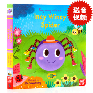 童谣纸板机关操作书 英文原版 with 绘本 Spider Sing Along Incy 低幼启蒙趣味玩具早教书 蜘蛛爬啊爬 Wincy