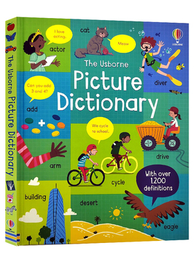 Usborne出品 儿童英语图解词典 英文原版 Picture Dictionary 单词1200+ 基础英语语法 数字星期颜色常用词 进口原版
