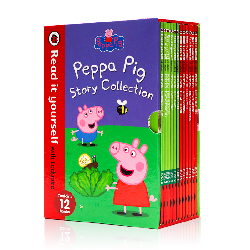 小猪佩奇Peppa Pig Read It Yourself with Ladybird Level 1-2 12册英文原版绘本粉红猪小妹分级读物英语早教启蒙图画故事书盒装-封面