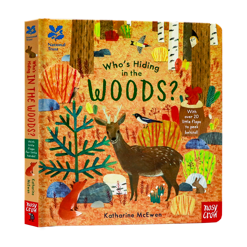 谁躲在森林里 英文原版 National Trust Whos Hiding in the Woods? 儿童英语启蒙认知图画书亲子互动纸板翻翻 Nosy Crow