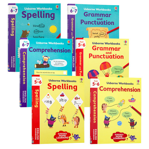 Usborne出版语法和标点/拼写/理解练习册5-7岁英文原版 Workbooks Grammar and Punctuation/ Spelling/Comprehension进口英语书籍