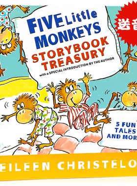 英文原版绘本 Five Little Monkeys 五只小猴子5个故事精装合集 廖彩杏书单 jumping on the bed sitting in a tree