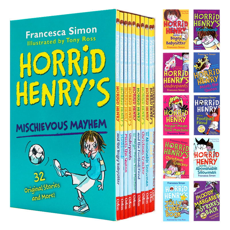 淘气包亨利10册套装 调皮捣蛋大集合 英文原版 Horrid Henry's 10 Copy Mischievous Mayhem 青少年英语课外阅读 黑白插图幽默搞笑
